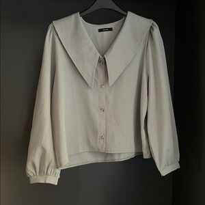 Cream Sailor Collar Puff Sleeve Blouse